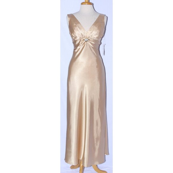 Cindy Collection Dresses & Skirts - Cindy Collection #1065 Vintage Satin Formal Evening Or Prom Gown-Size S-Gold-NEW